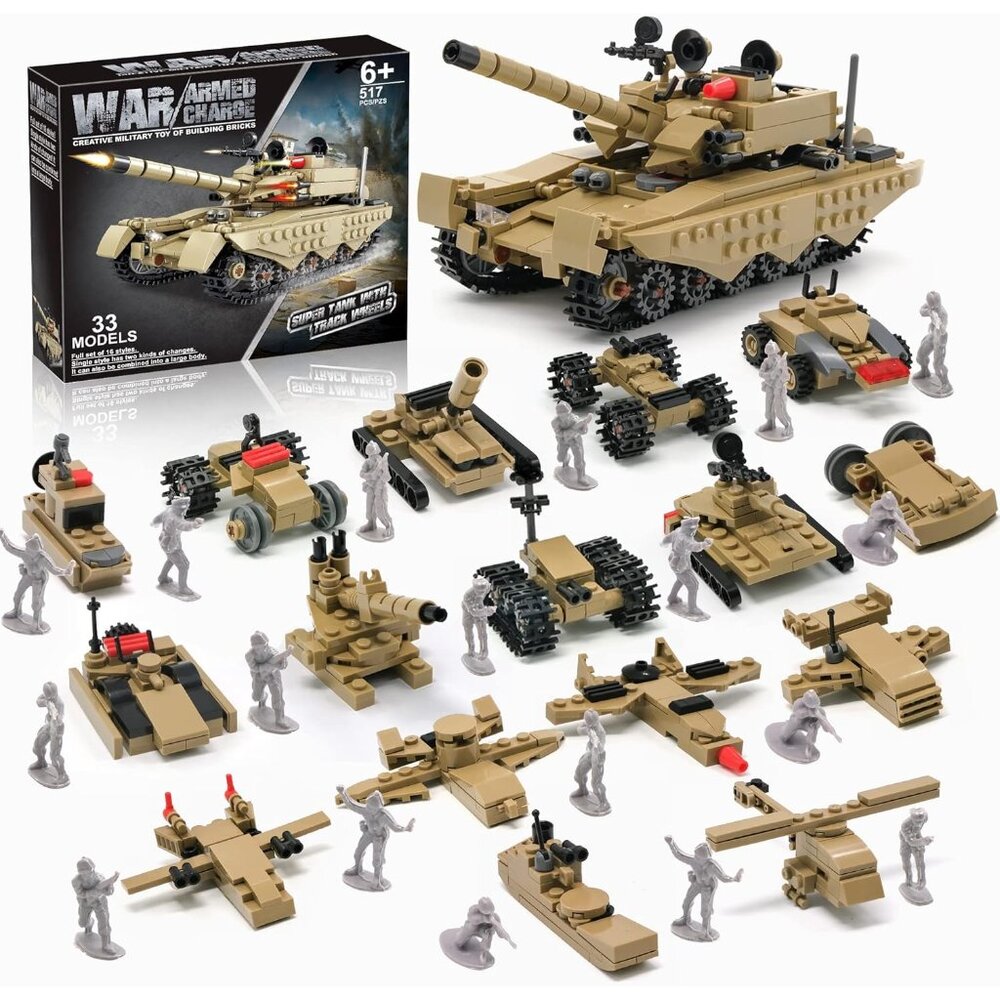 Army Tank Toy Building Blocks Set Compatible with Lego, Create a Armored Tank or - Picture 1 of 8